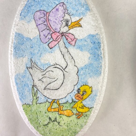 Vintage Hand Painted White Ducks Geese Plaster Wall Décor Set of 2 - Picture 2 of 10